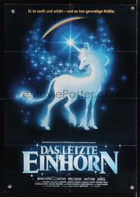 6d754 LAST UNICORN rainbow style German '82 cool fantasy artwork of unicorn & rainbow!