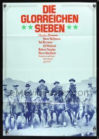 6d783 MAGNIFICENT SEVEN German R1974 Yul Brynner, Steve McQueen, John Sturges' 7 Samurai western!
