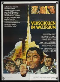 6d791 MAROONED German '70 Gregory Peck & Gene Hackman, great Terpning cast & rocket art!
