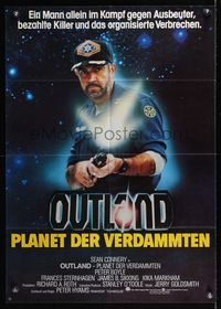 6d837 OUTLAND German '81 Sean Connery posing with shotgun is the only law on Jupiter's moon!