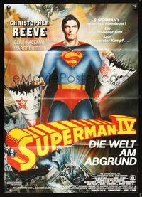6d923 SUPERMAN IV German '87 Bussi art of super hero Christopher Reeve destroying missiles!