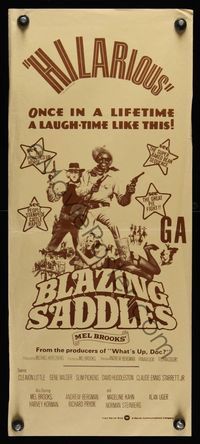 6d505 BLAZING SADDLES New Zealand daybill '74 classic Mel Brooks western, art of Cleavon Little!