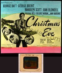 6e015 CHRISTMAS EVE glass slide '47 George Raft, George Brent, Randolph Scott, Joan Blondell