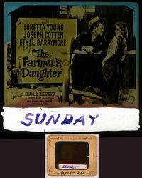 6e020 FARMER'S DAUGHTER glass slide '47 Loretta Young, Joseph Cotton, Ethel Barrymore