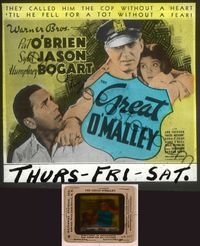 6e029 GREAT O'MALLEY glass slide '37 cop Pat O'Brien grabs Humphrey Bogart & holds tot Sybil Jason!