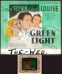 6e030 GREEN LIGHT glass slide '37 Errol Flynn between Anita Louise & Margaret Lindsay!