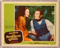 6f322 BARBARIAN & THE GEISHA LC #7 '58 John Huston, close up of ambassador John Wayne & Eiko Ando!