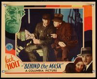 6f328 BEHIND THE MASK LC '32 c/u of Jack Holt undercover in prison reading newspaper w/flashlight!