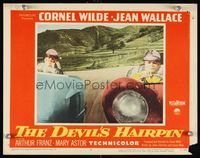 6f403 DEVIL'S HAIRPIN LC #5 '57 great close up car racing image of Cornel Wilde & Arthur Franz!