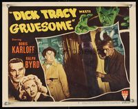 6f407 DICK TRACY MEETS GRUESOME LC #4 '47 cop Lyle Latell gets the drop on Boris Karloff!