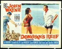 6f415 DONOVAN'S REEF LC #2 '63 John Ford, John Wayne glaring at sexy Elizabeth Allen on beach!