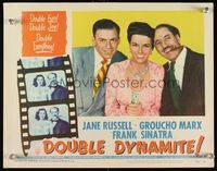 6f416 DOUBLE DYNAMITE LC #8 '52 great close up of Groucho Marx, sexy Jane Russell & Frank Sinatra!
