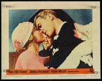6f433 FBI STORY LC #5 '59 close up of detective Jimmy Stewart kissing bride Vera Miles!
