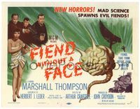 6f118 FIEND WITHOUT A FACE TC '58 giant brain & girl only in towel, mad science spawns evil fiends!