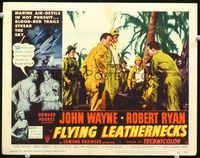 6f436 FLYING LEATHERNECKS LC #3 '51 Marines John Wayne & Robert Ryan standing in jungle!