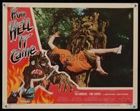 6f441 FROM HELL IT CAME LC '57 best close up image of wacky tree monster holding sexy girl!