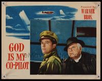 6f452 GOD IS MY CO-PILOT LC '45 close up of Dennis Morgan, who flew by faith and fury & Alan Hale!