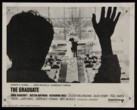 6f456 GRADUATE int'l LC #7 '68 most classic image of Dustin Hoffman arriving too late at wedding!