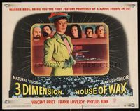 6f471 HOUSE OF WAX LC '53 3-D great image of Charles Bronson's head with wax heads on shelf!
