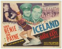 6f147 ICELAND TC '42 ice skating Sonja Henie, John Payne, Jack Oakie & Sammy Kaye w/clarinet!