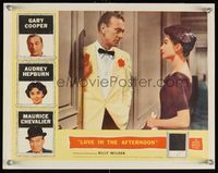 6f525 LOVE IN THE AFTERNOON LC '57 Gary Cooper, Audrey Hepburn, directed by Billy Wilder!