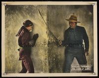 6f548 MARK OF ZORRO LC '20 great close up of costumed Douglas Fairbanks Sr. by bad guy by wall!