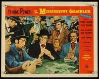 6f570 MISSISSIPPI GAMBLER LC #4 R58 Tyrone Power at poker table in the middle of a huge hand!