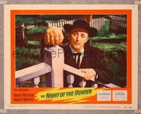 6f581 NIGHT OF THE HUNTER LC #3 '55 classic Robert Mitchum portrait showing his love & hate hands!