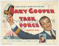 6f267 TASK FORCE TC '49 great image of Gary Cooper in uniform raising his cap in the air!