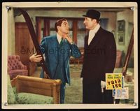 6f736 THIN ICE LC '37 close up of Tyrone Power holding skis by butler Arthur Treacher!