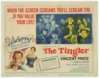 6f271 TINGLER TC '59 Vincent Price, William Castle, terrified audience, presented in Percepto!