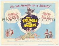6f280 TROUBLE WITH ANGELS TC '66 art of Hayley Mills + nun Rosalind Russell riding on bike!