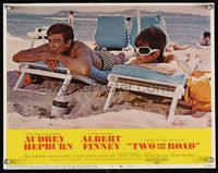6f761 TWO FOR THE ROAD LC #6 '67 best c/u of Albert Finney & Audrey Hepburn wearing sunglasses!