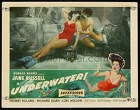 6f769 UNDERWATER LC '55 Howard Hughes, sexy skin diver Jane Russell underwater w/Richard Egan!