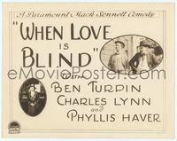 6f285 WHEN LOVE IS BLIND TC '19 cross-eyed Ben Turpin & Charles Lynn vie for pretty Phyllis Haver!