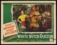 6f788 WHITE WITCH DOCTOR LC #2 '53 Susan Hayward & Robert Mitchum aiming rifle in African jungle!