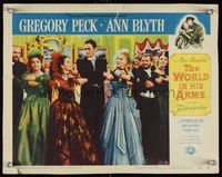 6f795 WORLD IN HIS ARMS LC #4 '52 Gregory Peck & Ann Blyth line dancing at party!