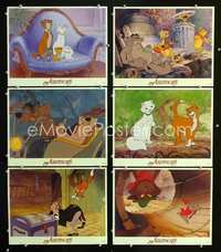 6g198 ARISTOCATS 6 LCs R87 scenes from Walt Disney feline jazz musical cartoon!