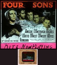 6h087 FOUR SONS  glass slide '40 Don Ameche & his Czecho-German brothers in World War II!