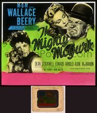 6h096 MIGHTY McGURK glass slide '46 Wallace Beery in derby & Dean Stockwell with cute dog!