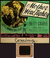 6h098 MOTHER WORE TIGHTS glass slide '47 Betty Grable, Dan Dailey, Mona Freeman & Connie Marshall!