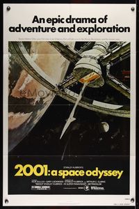 6j003 2001: A SPACE ODYSSEY 1sh R80 Stanley Kubrick, art of space wheel by Bob McCall!