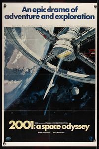 6j001 2001: A SPACE ODYSSEY 70mm style A 1sh '68 Stanley Kubrick, art of space wheel by Bob McCall!
