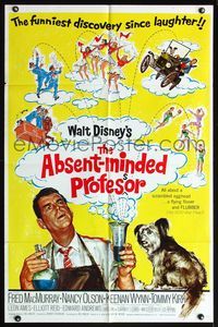6j018 ABSENT-MINDED PROFESSOR 1sh R67 Walt Disney, Flubber, Fred MacMurray in title role!