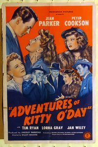 6j019 ADVENTURES OF KITTY O'DAY 1sh '44 Jean Parker, Peter Cookson, Tim Ryan, Lorna Gray
