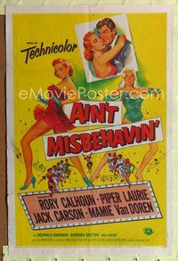 6j021 AIN'T MISBEHAVIN' 1sh '55 sexy artwork of Piper Laurie & Mamie Van Doren!
