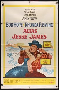 6j024 ALIAS JESSE JAMES 1sh '59 wacky outlaw Bob Hope & sexy Rhonda Fleming!
