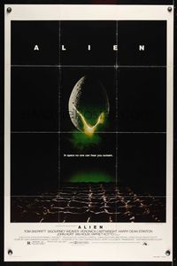 6j025 ALIEN 1sh '79 Ridley Scott outer space sci-fi monster classic, cool hatching egg image!