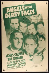 6j032 ANGELS WITH DIRTY FACES 1sh R56 James Cagney, Bogart, Pat O'Brien & Dead End Kids classic!