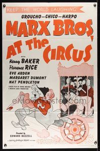 6j041 AT THE CIRCUS 1sh R62 Al Hirschfeld art of Groucho, Chico & Harpo, Marx Brothers!
